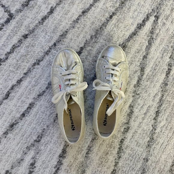 superga platform silver